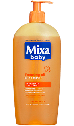 MIXA Baby pěnivý olej pro děti do sprchy i do koupele
